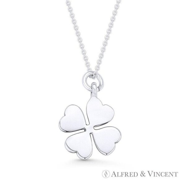 4-Leaf Shamrock Irish Luck Charm Pendant in .925 Sterling Silver - Picture 1 of 1